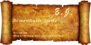 Braunstein Jenő névjegykártya
